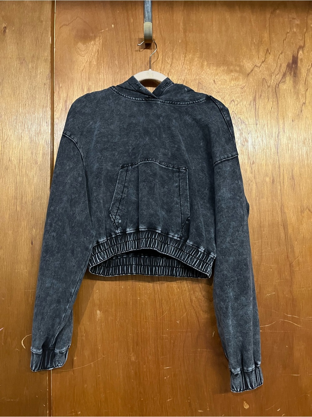 Vanilla Star cropped hoodie grunge grey black large